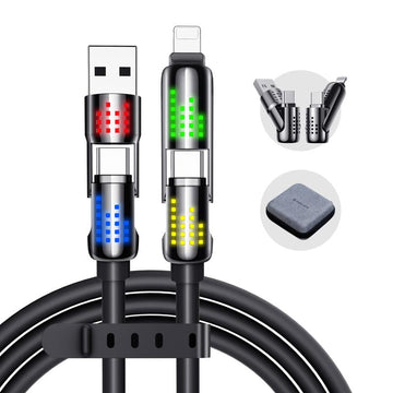 MAGIC JOHN™ 4-in-1 Charging Cable | Super Fast 240W USB-C, Lightning, Micro USB | Universal Multi-Device Charger