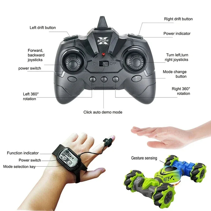 RC Car Toy 2.4G Radio Remote Control Cars RC Watch Gesture Sensor Rotation Twist Stunt Drift Vehicle Toy for Children Kids