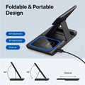 3 in 1 Wireless Charger Stand Foldable Fast Charging Station Dock Mobile Phone Holder for Iphone 15 14 13 12 Apple Watch Airpods