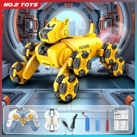 2.4G Remote Control Robot Dog Intelligent Stunt 360 Degree Drift Dual Mode Watch Sensing Control RC Mechanical Dog Children Toy