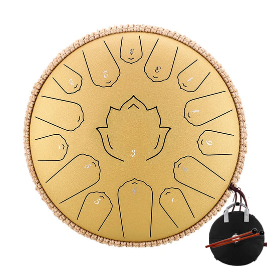 HLURU Glucophone Steel Tongue Drum: 13" with 15 Notes in C Ethereal. Handpan Percussion Instrument