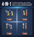 MAGIC JOHN™ 4-in-1 Charging Cable | Super Fast 240W USB-C, Lightning, Micro USB | Universal Multi-Device Charger