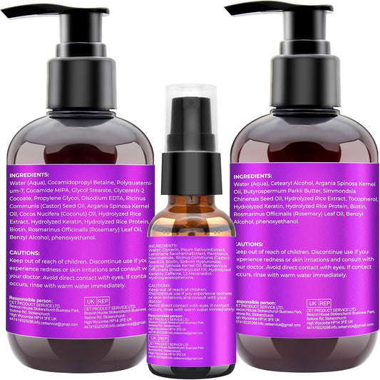 Hair Growth Shampoo and Conditioner Set with Rosemary Oil Serum,  Hair Loss Treatment, Thickening for Women and Men