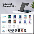 3 in 1 Wireless Charger Stand Foldable Fast Charging Station Dock Mobile Phone Holder for Iphone 15 14 13 12 Apple Watch Airpods