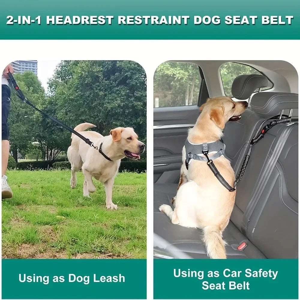 2Pcs Dog Seat Belt Adjustable Dog Car for Vehicle Pet Safety with Elastic Bungee Buffer Reflective & Durable Car Harness for Dog - Prime Choice