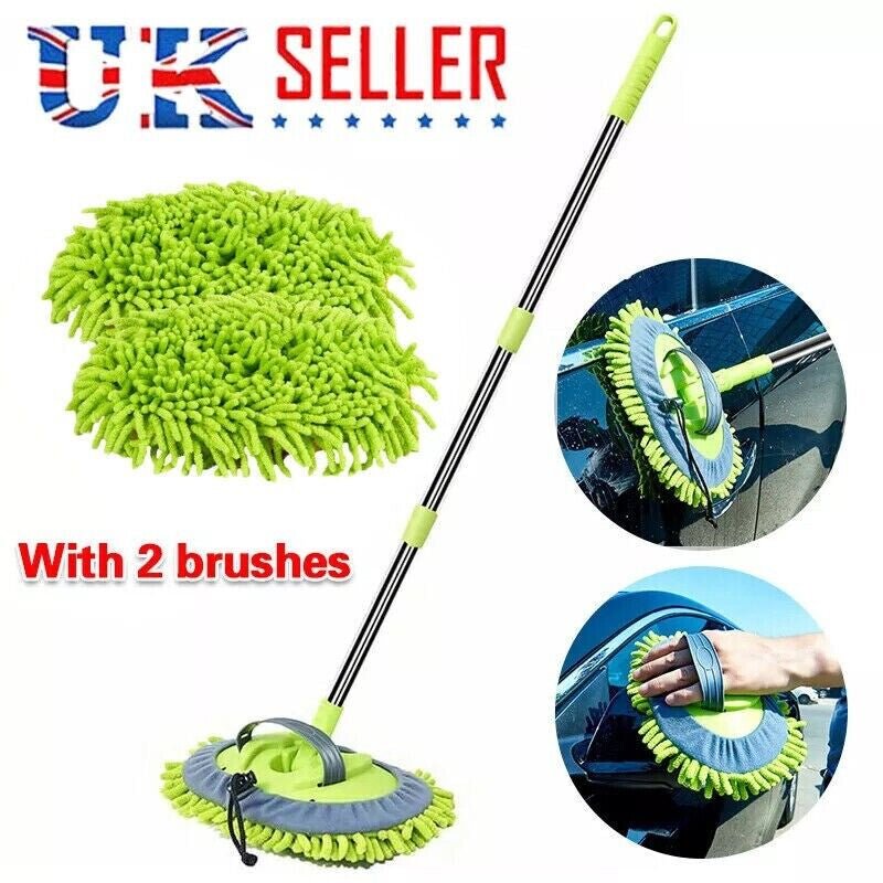 Microfiber Mop Wash Kit Telescopic Car Cleaning Brush with 2 Replacent Header - Prime Choice