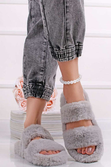 NEW LADIES WOMENS FLAT FLUFFY COMFY SOFY WARM FAUX FUR SLIDERS SLIPPERS SIZE 3 - 8 - Prime Choice