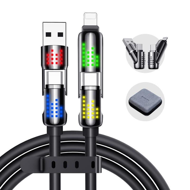 MAGIC JOHN™ 4-in-1 Charging Cable | Super Fast 240W USB-C, Lightning, Micro USB | Universal Multi-Device Charger
