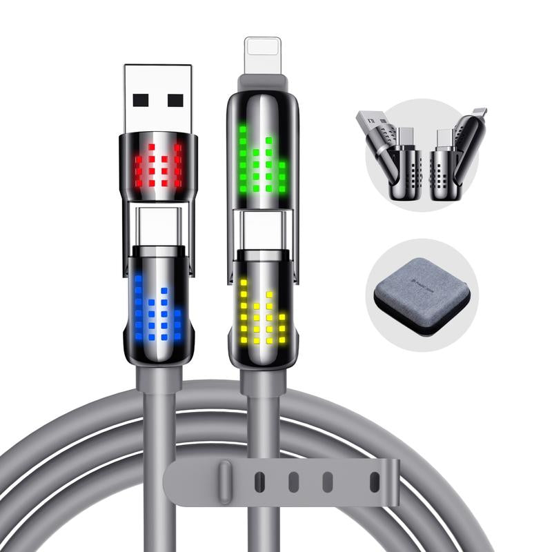 MAGIC JOHN™ 4-in-1 Charging Cable | Super Fast 240W USB-C, Lightning, Micro USB | Universal Multi-Device Charger