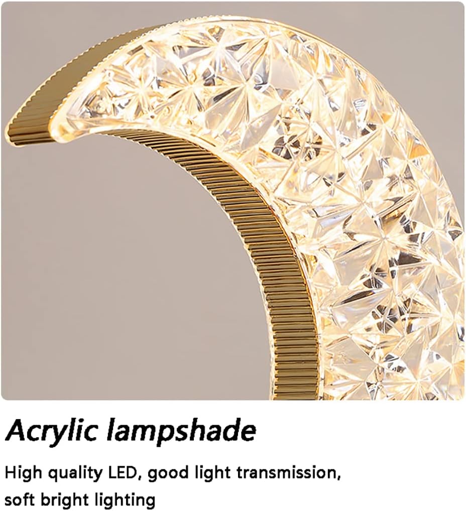 Enchanting Crystal Moon LED Touch Control Table Lamp - USB Rechargeable Acrylic 3-Way Touch Sensor Nightstand Light for Cozy Bedrooms, Nurseries, and Living Rooms