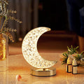 Enchanting Crystal Moon LED Touch Control Table Lamp - USB Rechargeable Acrylic 3-Way Touch Sensor Nightstand Light for Cozy Bedrooms, Nurseries, and Living Rooms