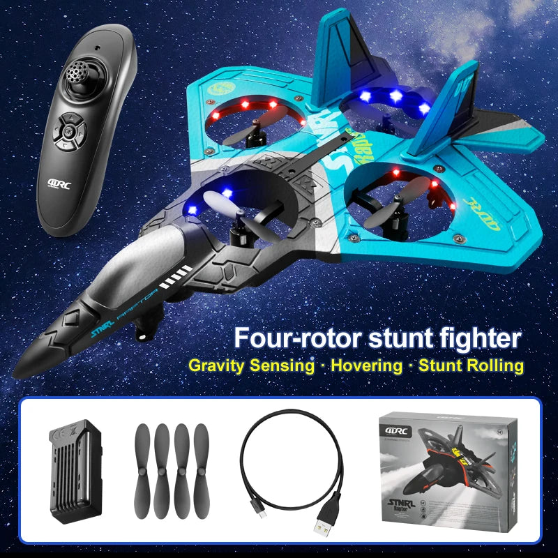 V17 RC Plane 2.4G Radio Control Fighter Hobby Plane Glider Airplane EPP Foam Remote Control Airplane RC Drone Kids Toys