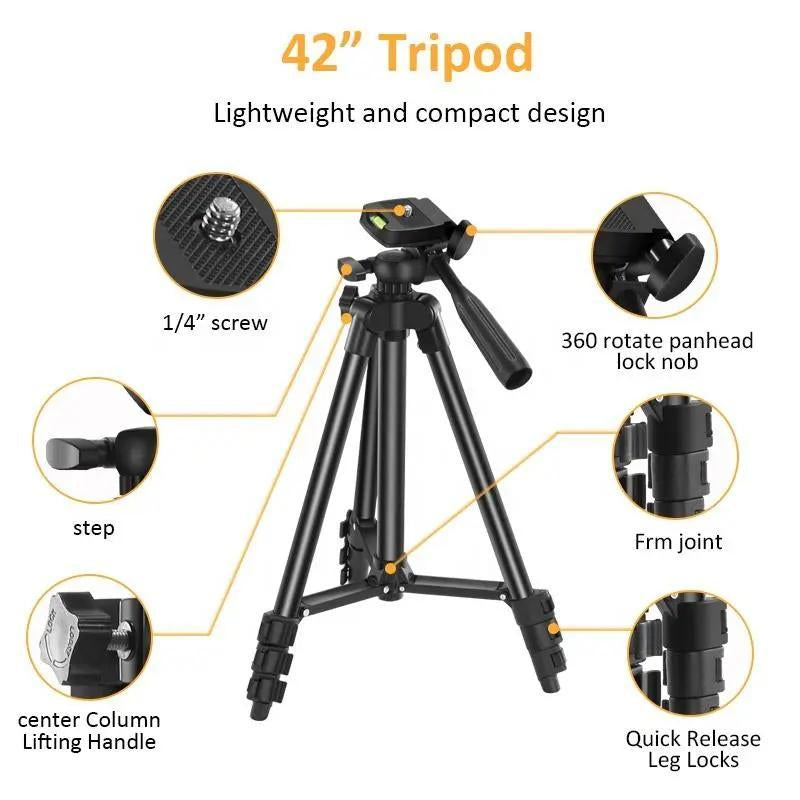 Vlog Shooting Kit for Iphone, Camera & Cell Phone Vlogging Kit with LED Lights, Selfie Stick Tripod & Selfie Light & Phone Clip with Microphone for Cell Phone Vlogging