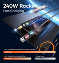 MAGIC JOHN™ 4-in-1 Charging Cable | Super Fast 240W USB-C, Lightning, Micro USB | Universal Multi-Device Charger