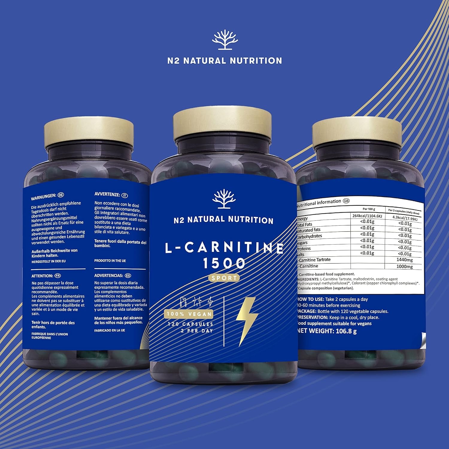 Natural L CARNITINE 1500Mg. Fat Burner Pills Supplement. Improves Sports Performance, Weight Loss & Provides Energy Resistance. 