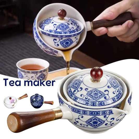 Porcelain Chinese Gongfu Tea Set Portable Teapot Set - 360° Rotating Portable Teapot with Removable Filter - Prime Choice