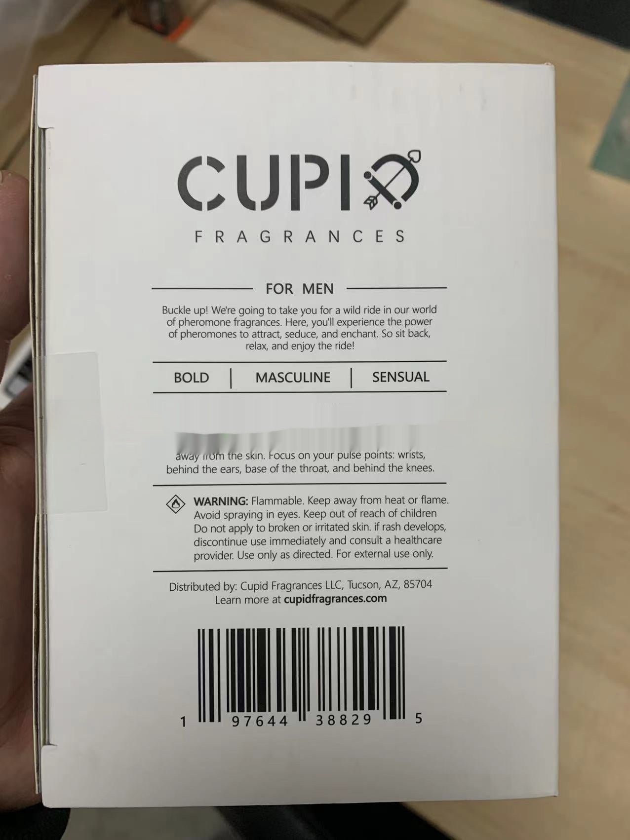 Back of a cup of coffee packaging with brand name and product details.