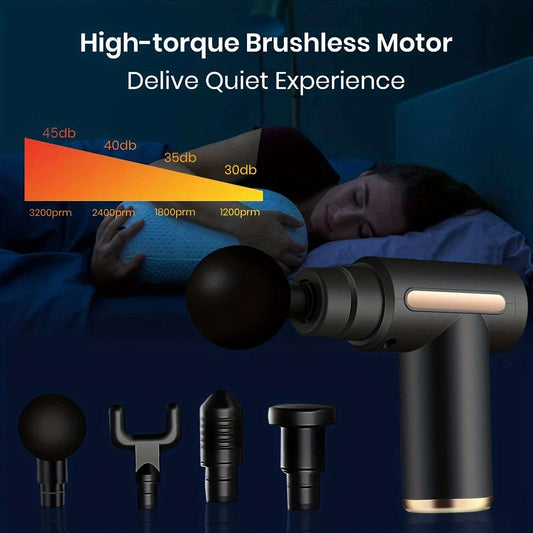 Portable Fascial Massage Gun – Electric Percussion Pistol for Deep Tissue Therapy with LED Touch Screen & 4 Replaceable Heads - Prime Choice