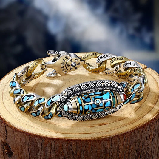 High-End Six-Character Mantra Ring: Retro Chinese Style Bracelet for Men and Women