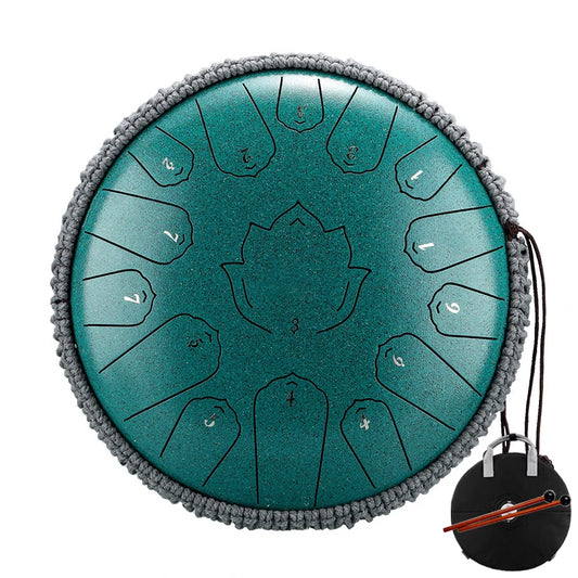 HLURU Glucophone Steel Tongue Drum: 13" with 15 Notes in C Ethereal. Handpan Percussion Instrument