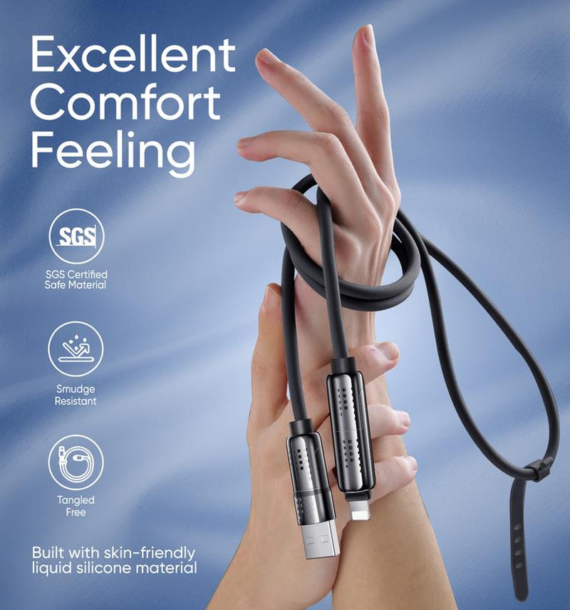 MAGIC JOHN™ 4-in-1 Charging Cable | Super Fast 240W USB-C, Lightning, Micro USB | Universal Multi-Device Charger