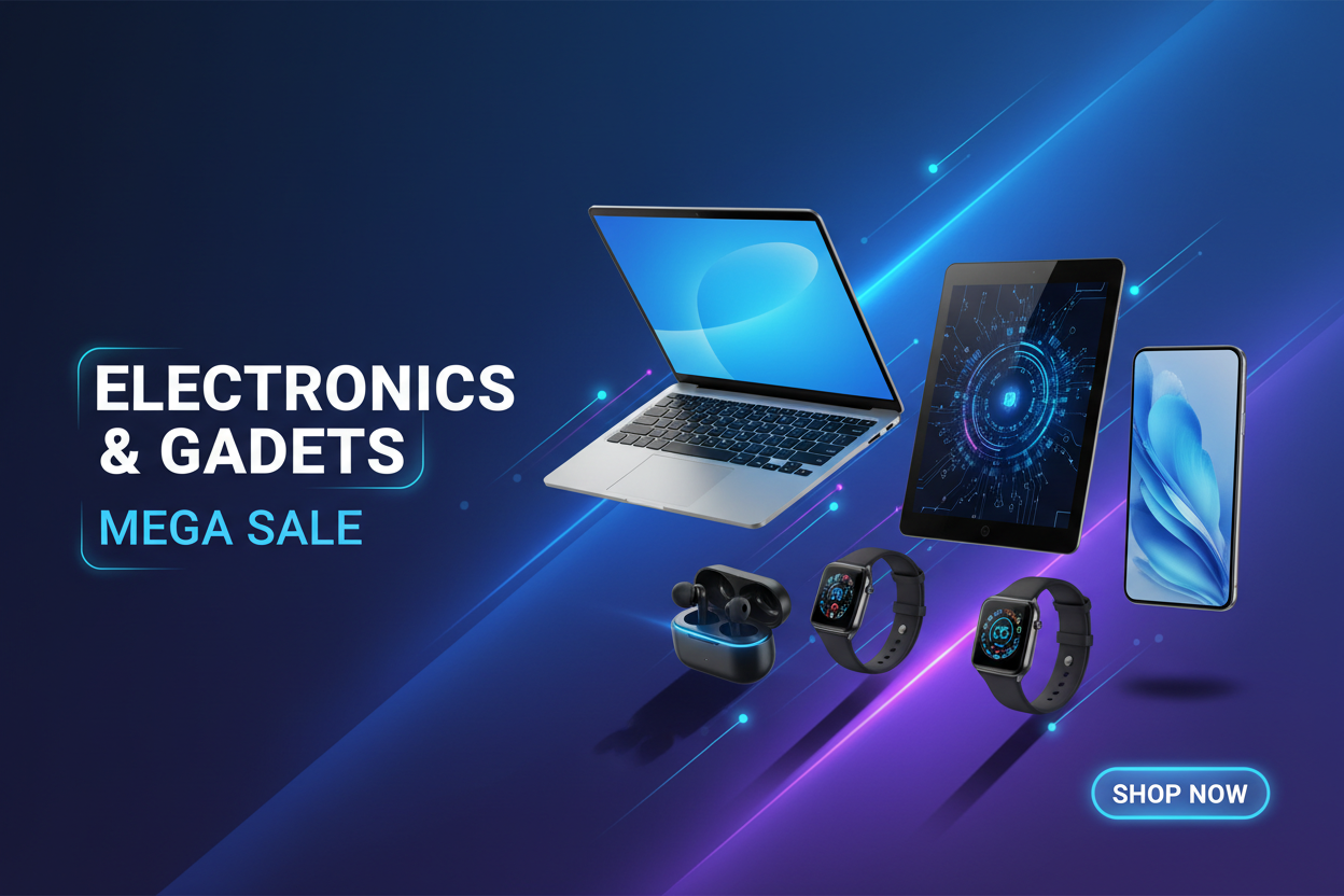 create a abnner we sale Electronics & Gadgets