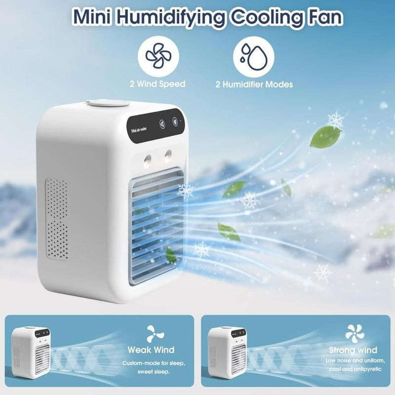 Portable Lightweight Personal Air Conditioner, USB Rechargeable Air Cooler Fan, Water Cooling Fan, Air Conditioning for Room Office, Universal Accessories, Multifunction, Home