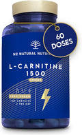 Natural L CARNITINE 1500Mg. Fat Burner Pills Supplement. Improves Sports Performance, Weight Loss & Provides Energy Resistance. 