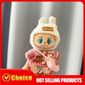 Labubu Sitting Party Dolls Cute Mini Plush Toy with Easter Bunny Sweater Outfit Labubu Series I II Collectible Doll Clothing