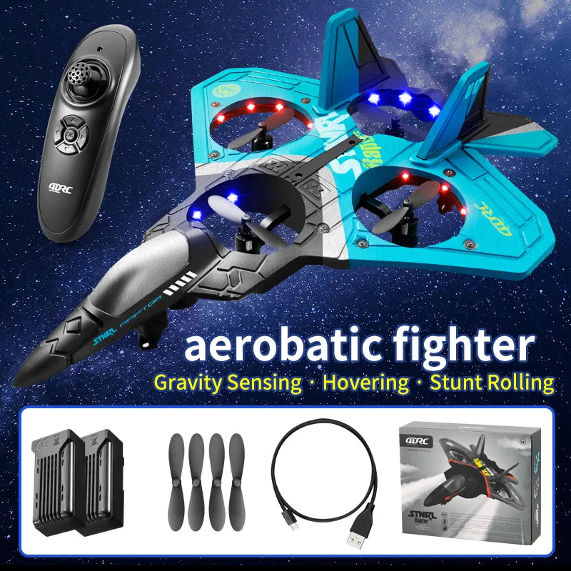 V17 RC Plane 2.4G Radio Control Fighter Hobby Plane Glider Airplane EPP Foam Remote Control Airplane RC Drone Kids Toys