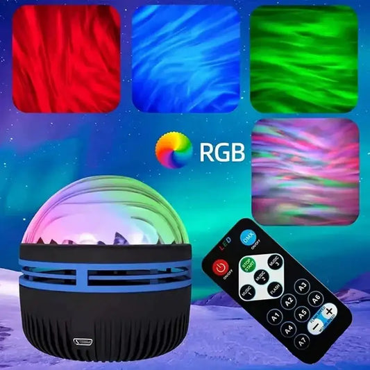Ocean Galaxy Projector: LED Water Ripple Sky Light with 14 Effects. USB-powered Atmosphere Lamp for Bedroom Night Light