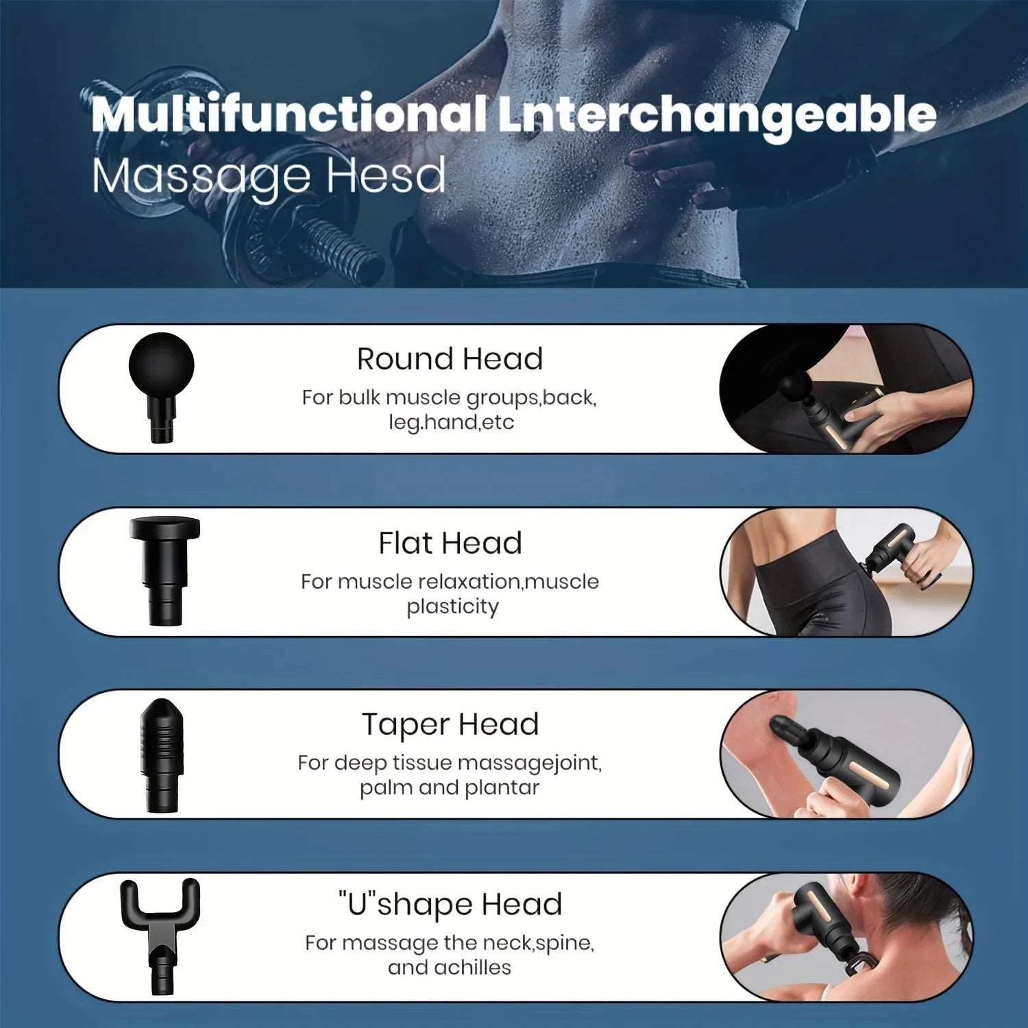 Portable Fascial Massage Gun – Electric Percussion Pistol for Deep Tissue Therapy with LED Touch Screen & 4 Replaceable Heads - Prime Choice