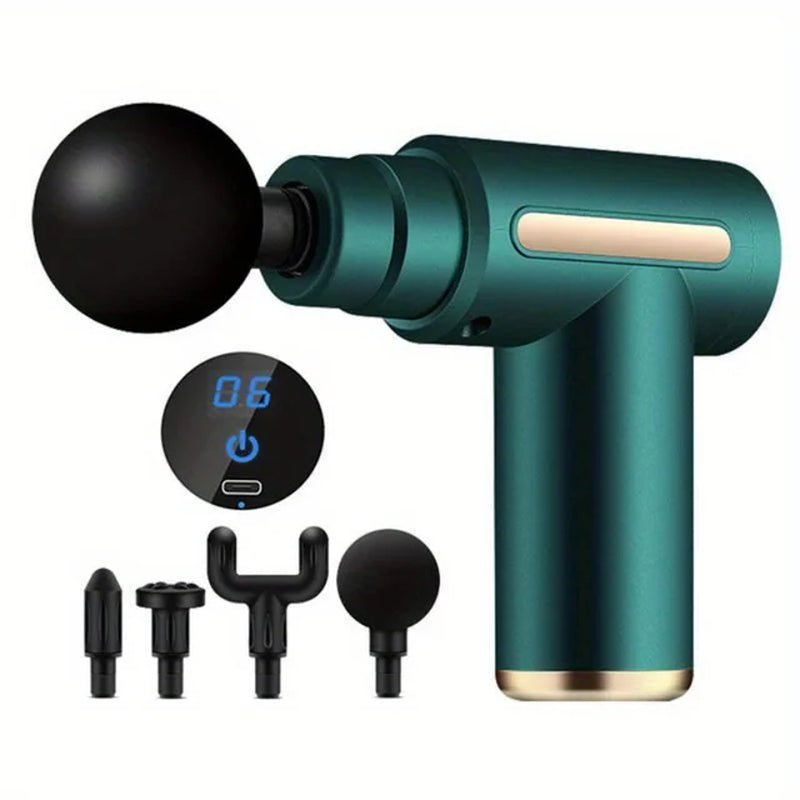 Portable Fascial Massage Gun – Electric Percussion Pistol for Deep Tissue Therapy with LED Touch Screen & 4 Replaceable Heads - Prime Choice